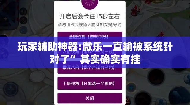 玩家辅助神器:微乐一直输被系统针对了”其实确实有挂