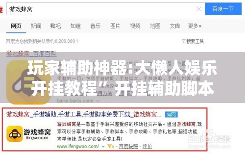 玩家辅助神器:大懒人娱乐开挂教程”开挂辅助脚本+详细开挂安装教程