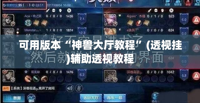 可用版本“神兽大厅教程	”(透视挂)辅助透视教程