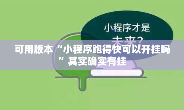 可用版本“小程序跑得快可以开挂吗	”其实确实有挂