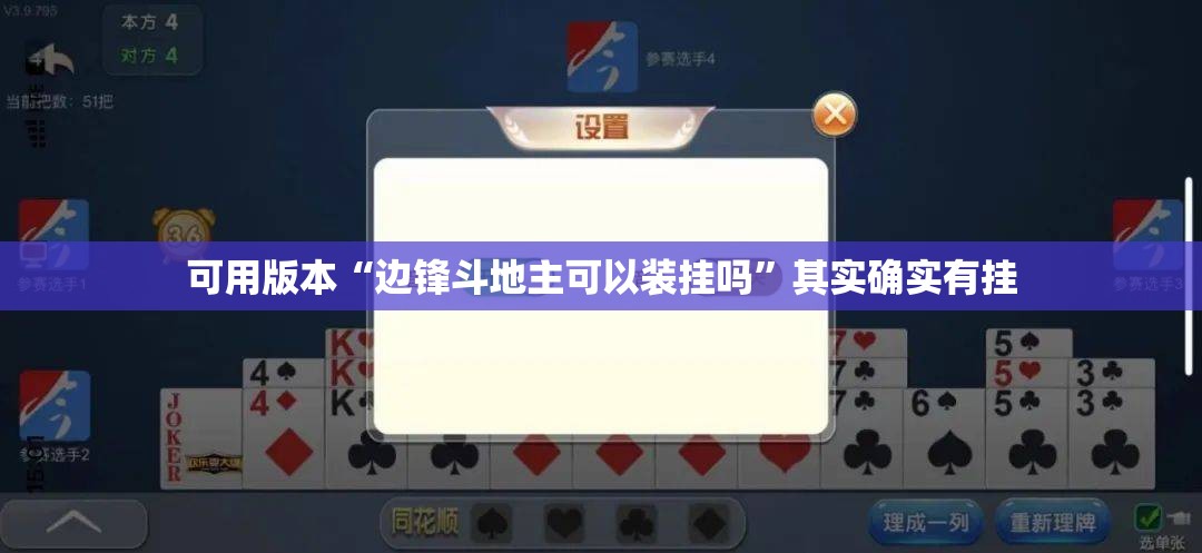 可用版本“边锋斗地主可以装挂吗”其实确实有挂