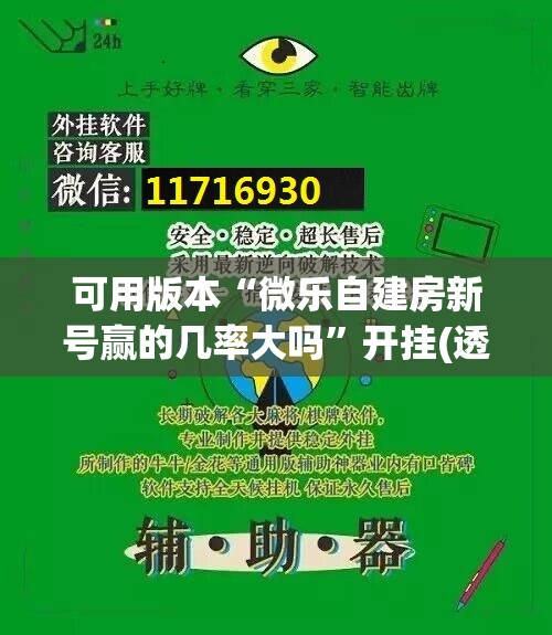 可用版本“微乐自建房新号赢的几率大吗”开挂(透视)辅助神器