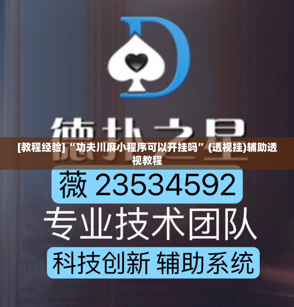 [教程经验]“功夫川麻小程序可以开挂吗	”(透视挂)辅助透视教程