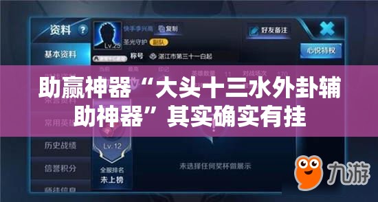 助赢神器“大头十三水外卦辅助神器”其实确实有挂