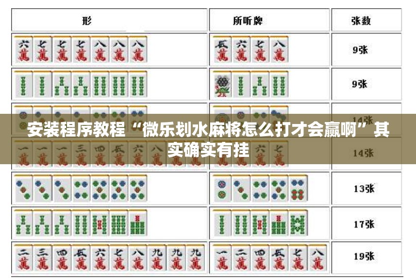 安装程序教程“微乐划水麻将怎么打才会赢啊	”其实确实有挂