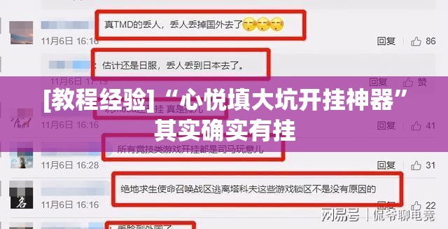 [教程经验]“心悦填大坑开挂神器”其实确实有挂