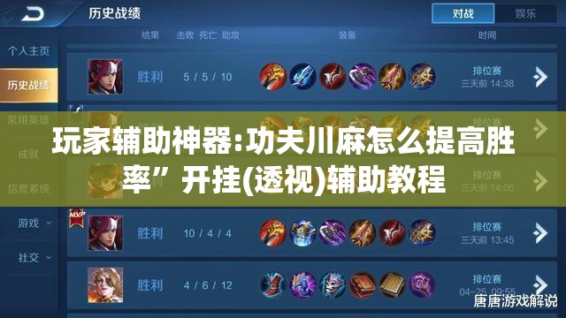 玩家辅助神器:功夫川麻怎么提高胜率”开挂(透视)辅助教程