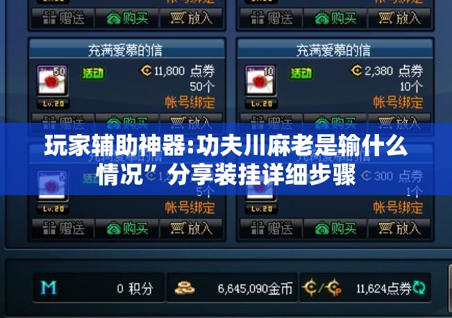 玩家辅助神器:功夫川麻老是输什么情况	”分享装挂详细步骤
