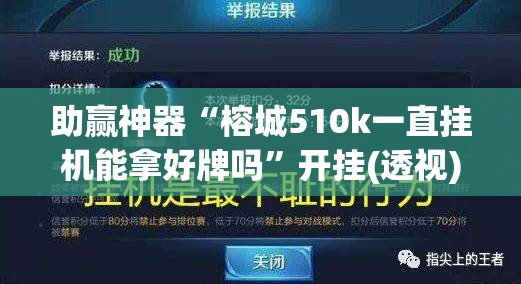 助赢神器“榕城510k一直挂机能拿好牌吗”开挂(透视)辅助教程