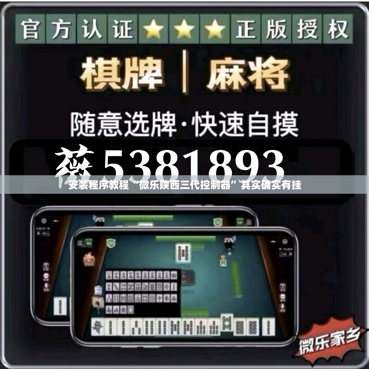 安装程序教程“微乐陕西三代控制器”其实确实有挂
