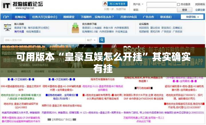 可用版本“皇豪互娱怎么开挂”其实确实有挂