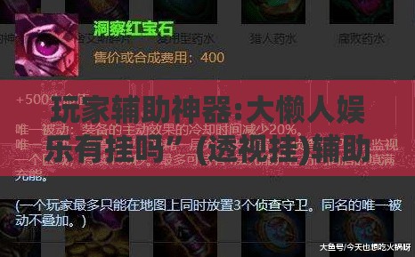 玩家辅助神器:大懒人娱乐有挂吗”(透视挂)辅助透视教程