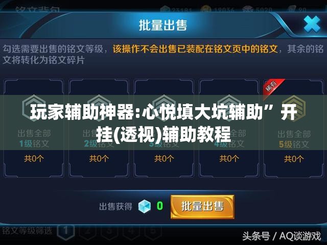 玩家辅助神器:心悦填大坑辅助”开挂(透视)辅助教程