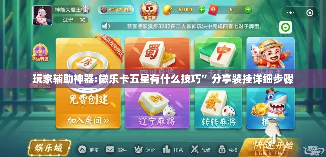 玩家辅助神器:微乐卡五星有什么技巧”分享装挂详细步骤